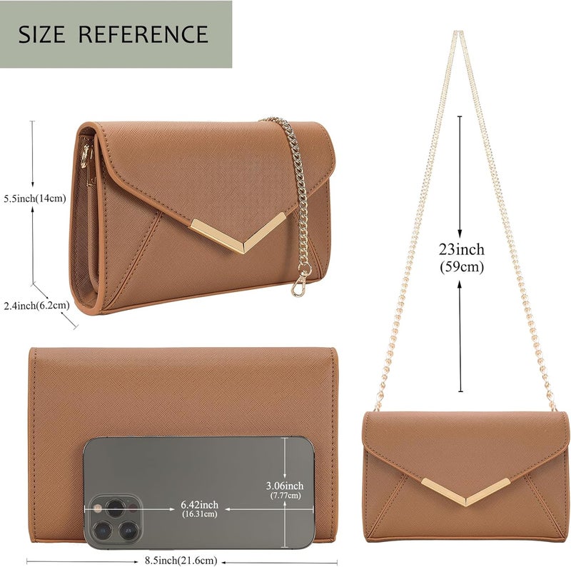 DEXMAY DM DEXMAY Women Envelope Clutch Faux Saffiano Leather Evening Handbag Foldover Clutch Bag Formal Dressy Purse - Image 3